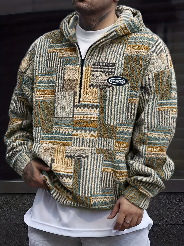 Wzorzysty zamek 1/4 sweter