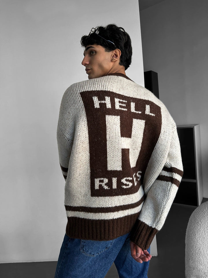 Sweter z przędzy w oversize - Beżowy