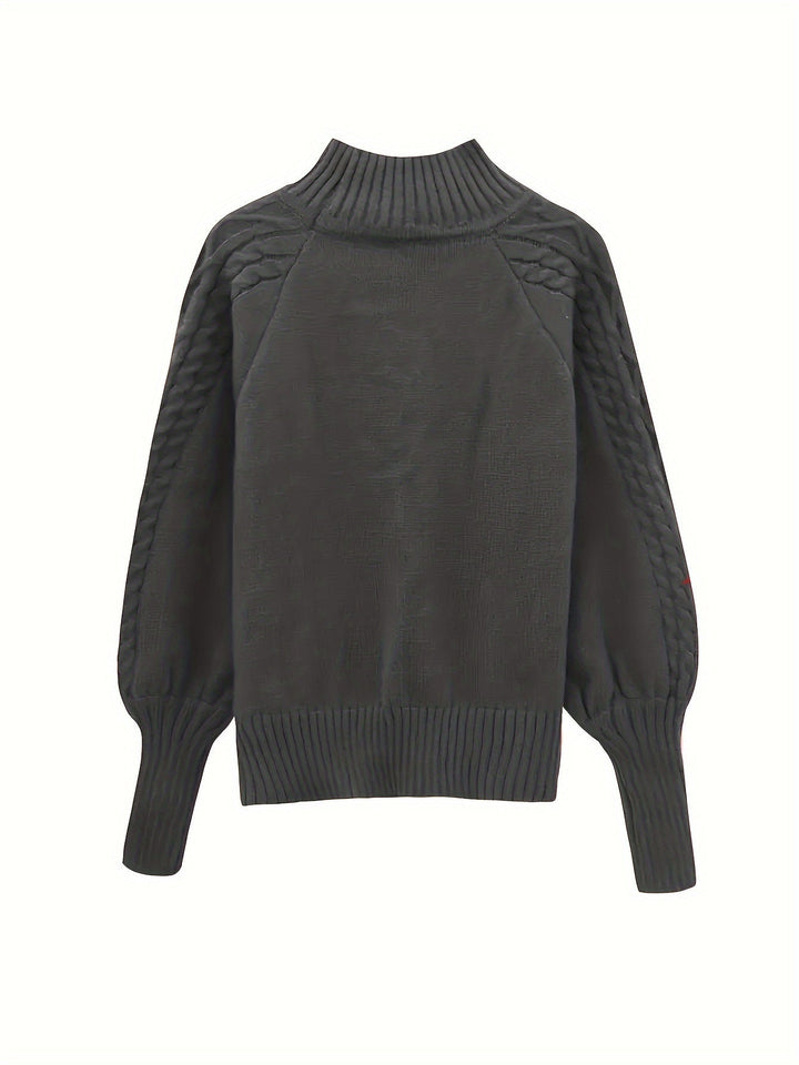 Fakturowany Half-Collar sweter