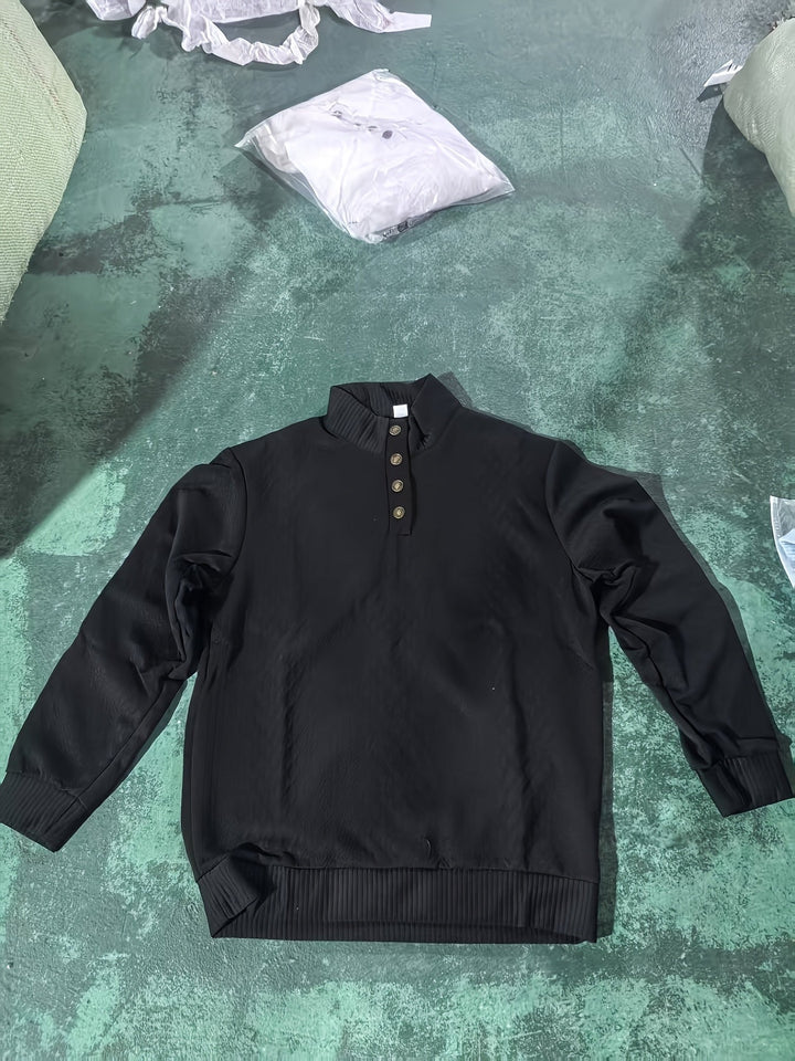 Wyróżniać się kołnierz guzik Henley sweter