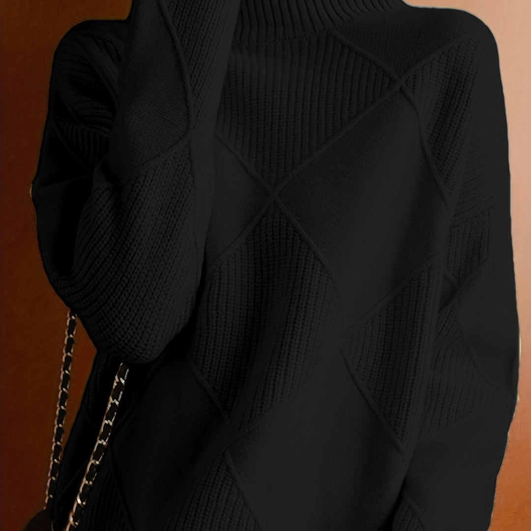 Fakturowany sweter z golfem