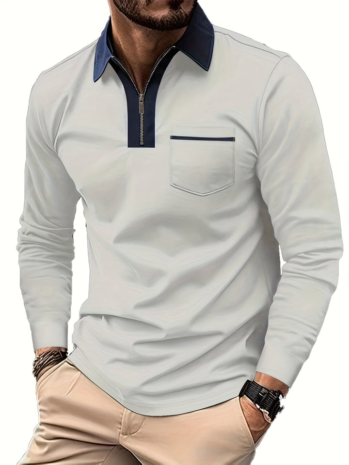 Elegancki zamek-kołnierz koszulka polo