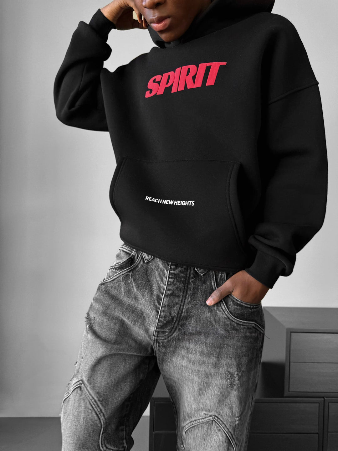 Oversize Spirit Hoodie - Czarny