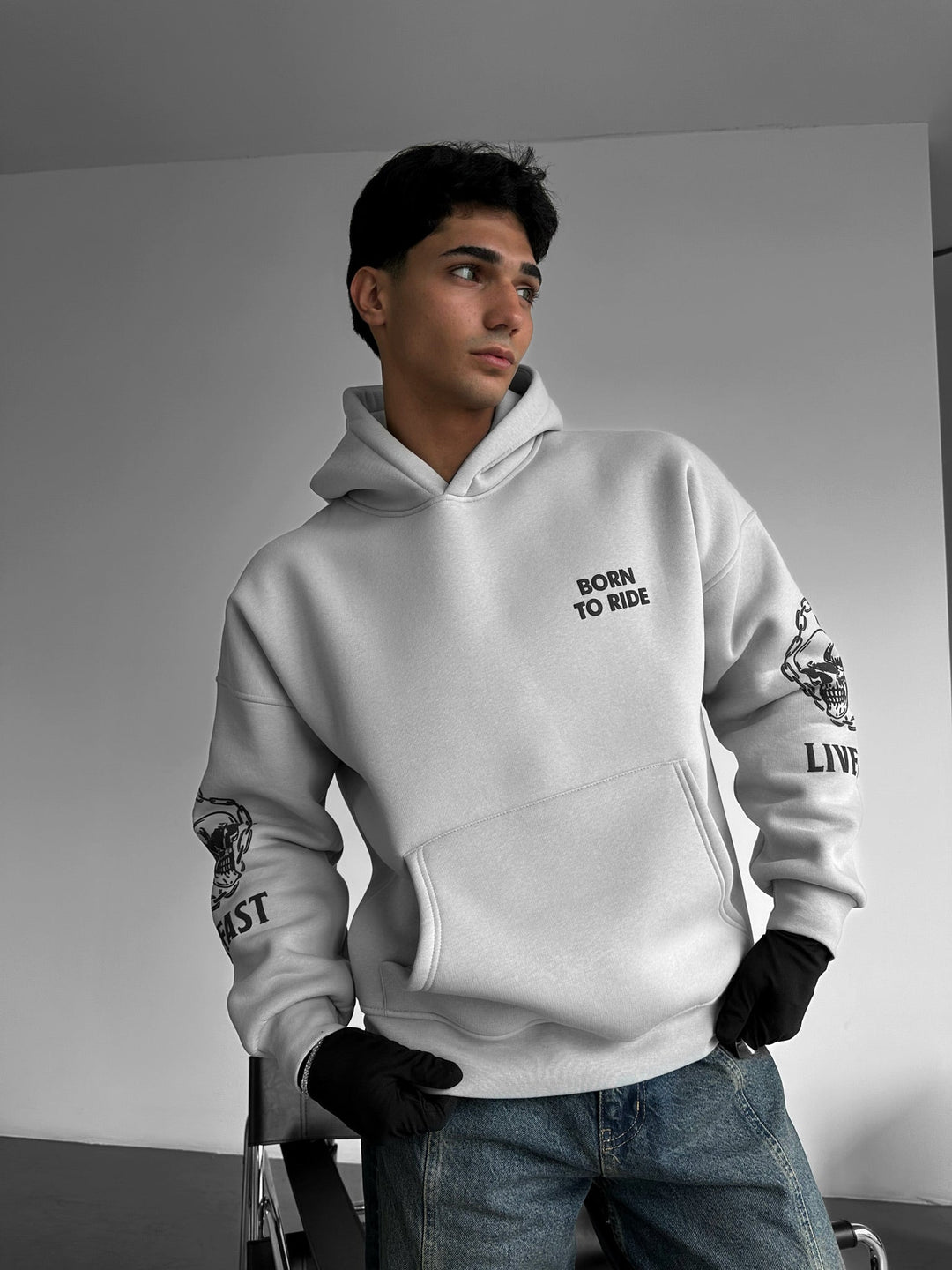 Hoodie Oversize Ride to Survive - Szary
