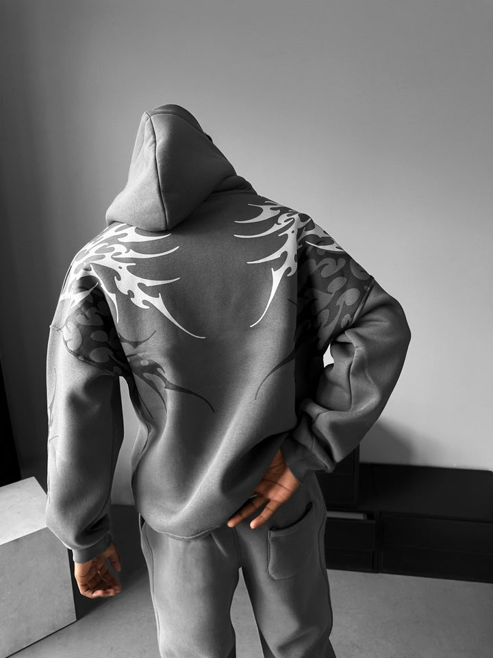 Oversize Tribal Hoodie - Antracyt