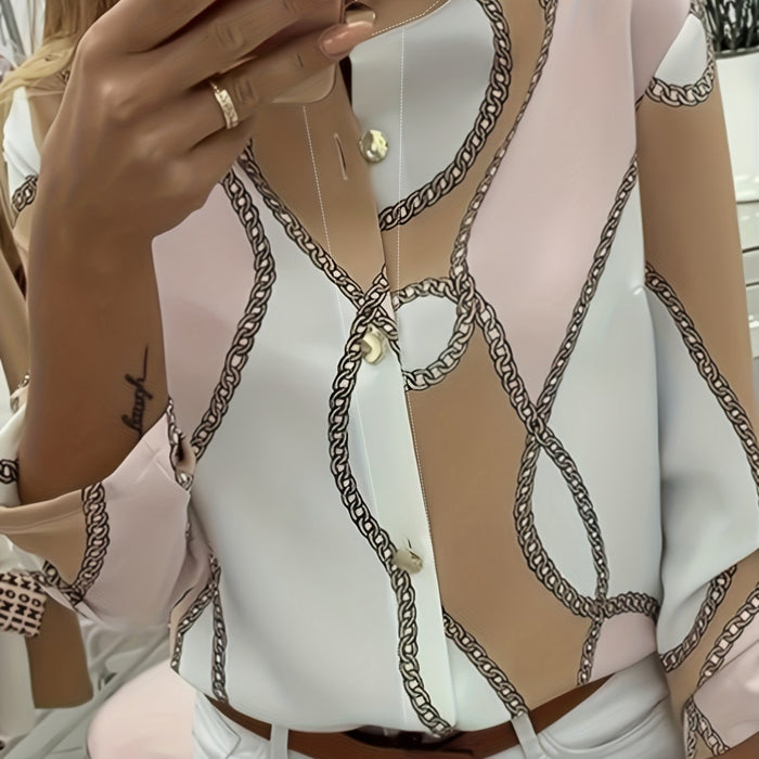 Chain-Print z kołnierzem koszula