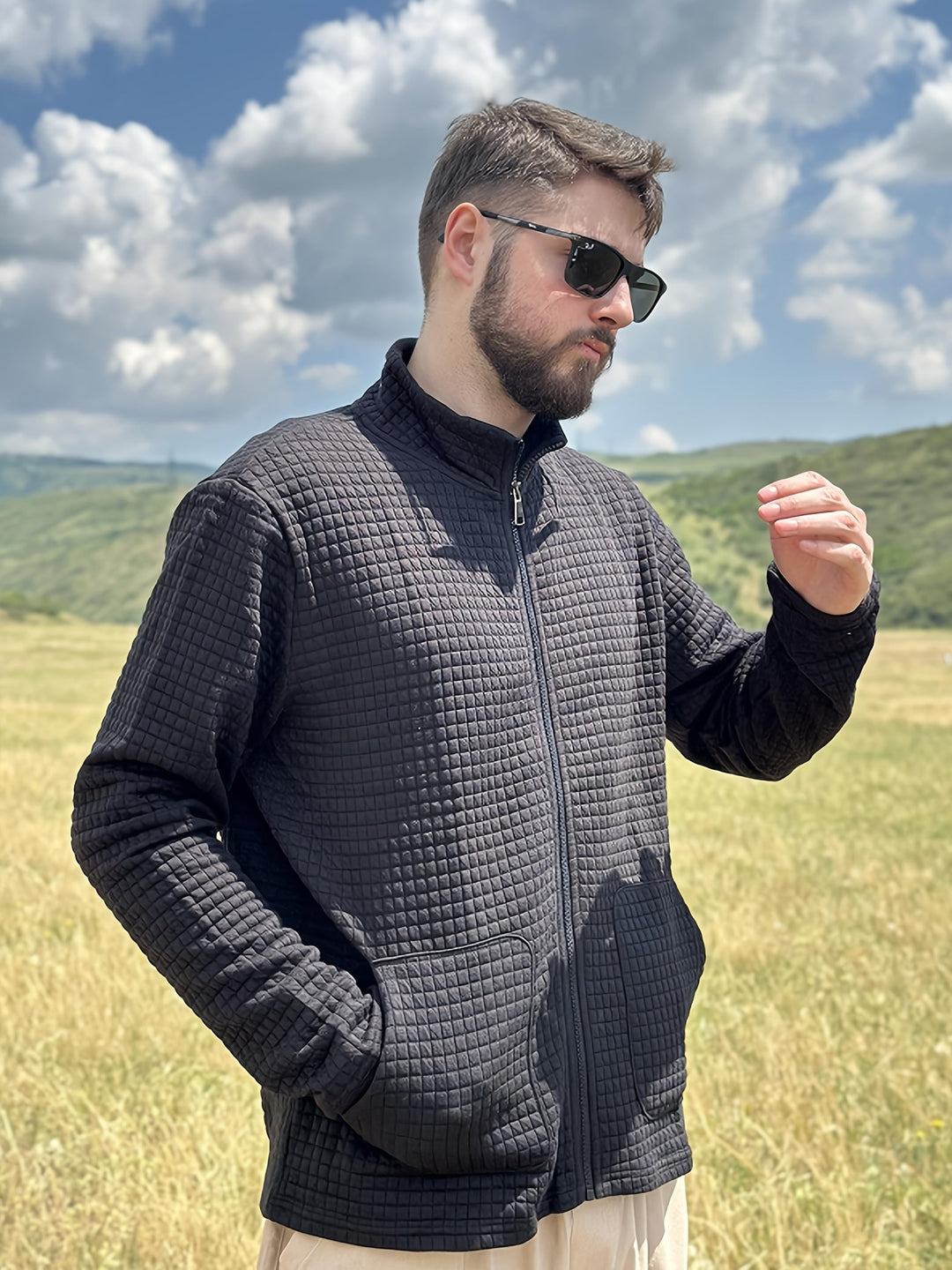 Fakturowany Zip-Up kurtka