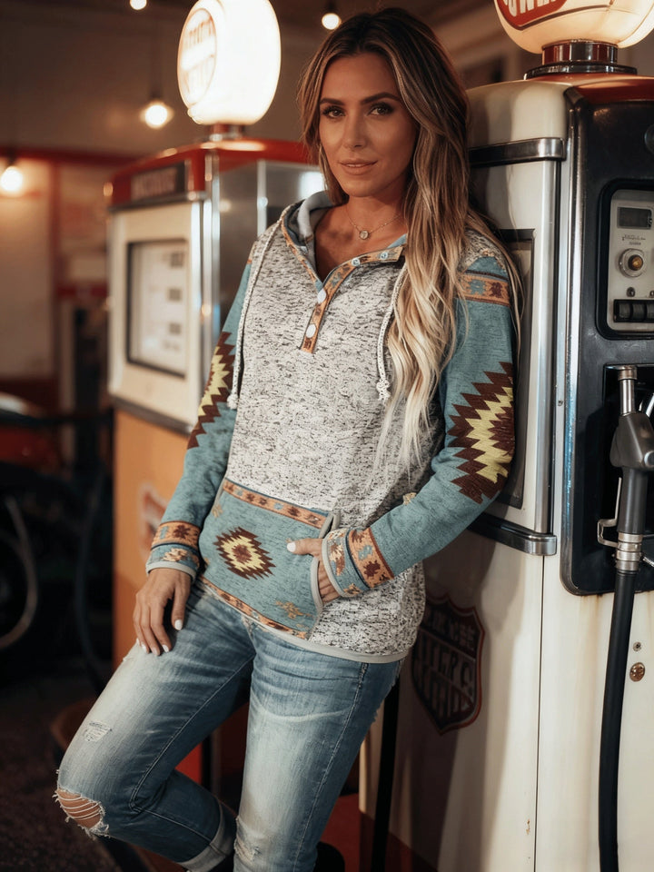 Inspirowany stylem western bluza z kapturem