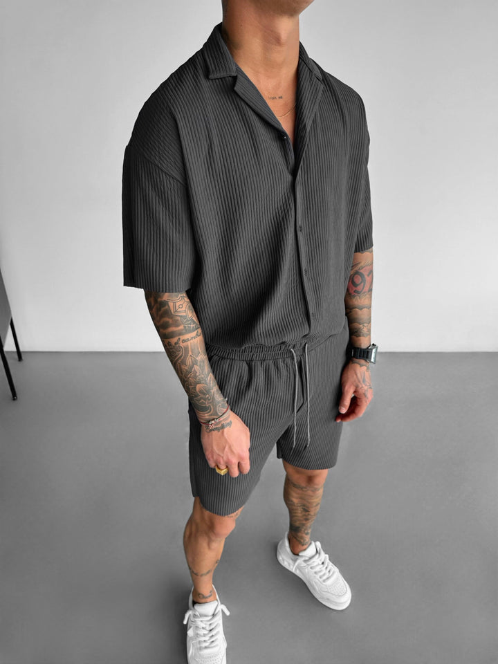 Koszula Oversize Ribbed - Antracyt
