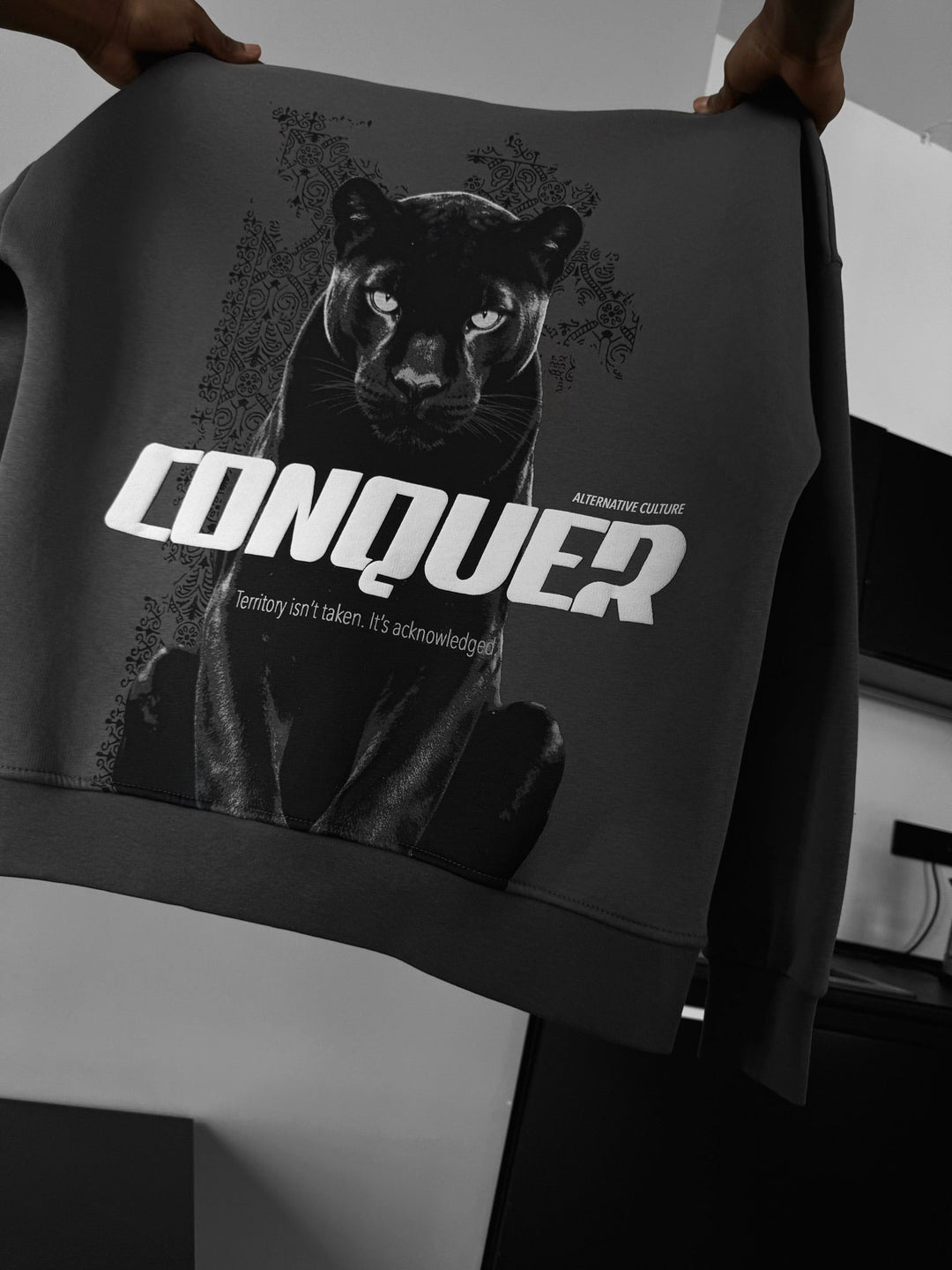Oversize Conquer Hoodie - Antracyt