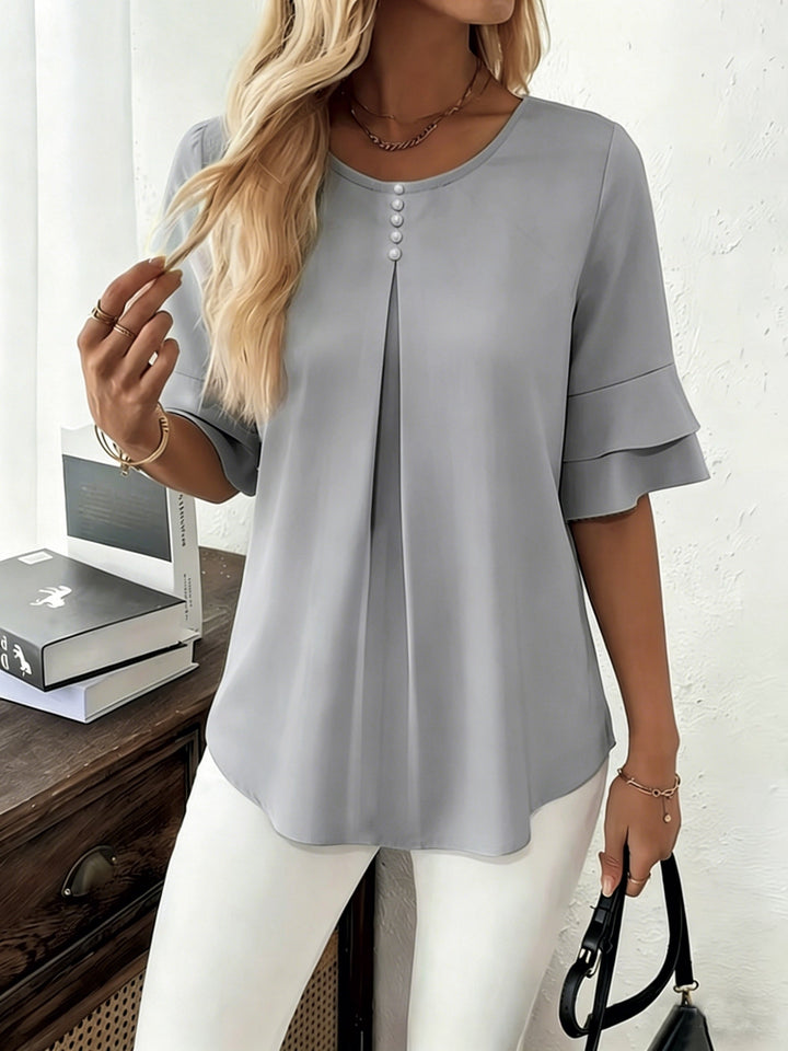 Flared-Sleeve plisowany bluzka