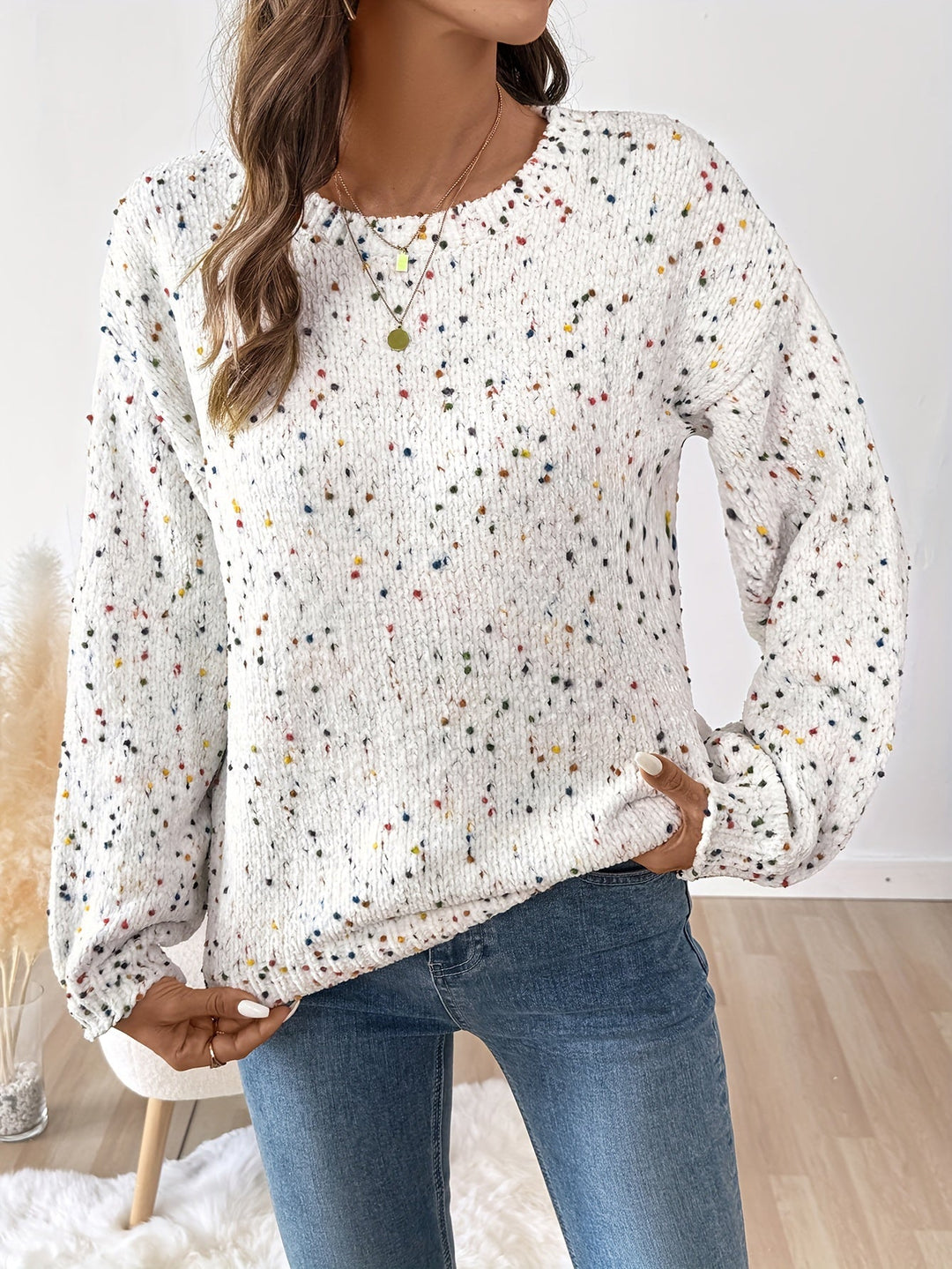 Speckled Round szyja sweter
