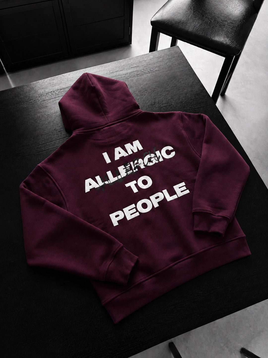 Oversize Allergiczny Hoodie - Bordeaux