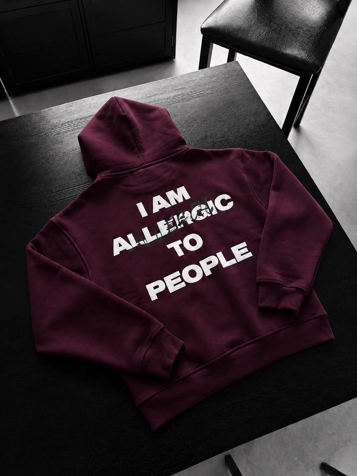 Oversize Allergiczny Hoodie - Bordeaux