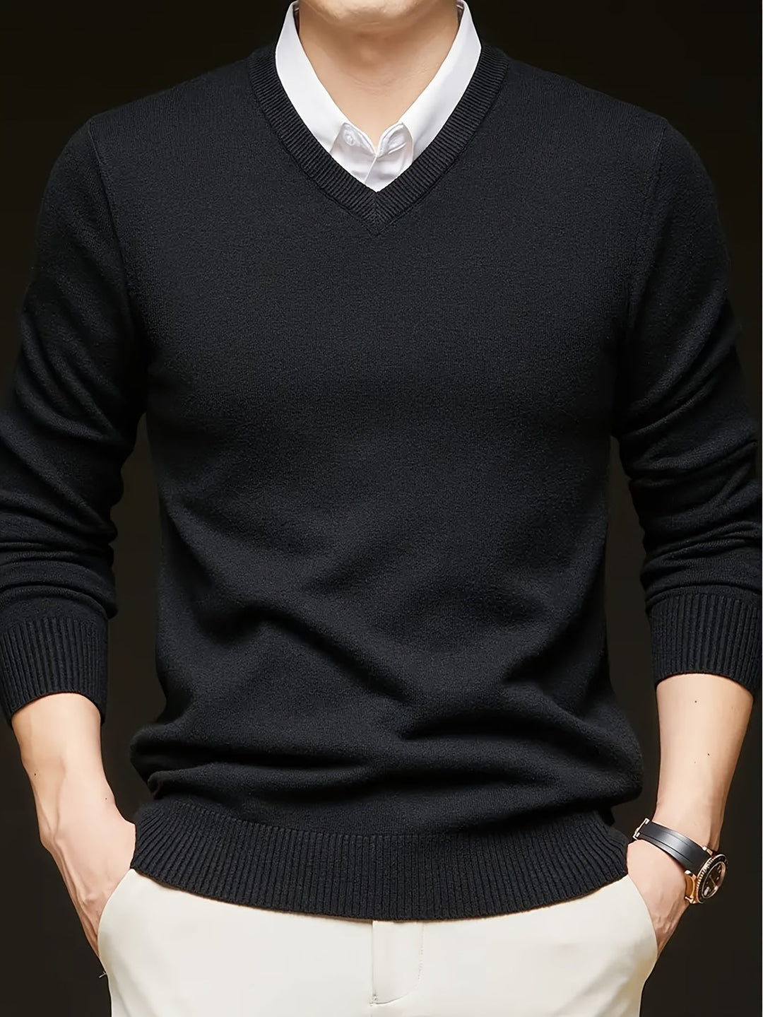Elegancki sweter z dekoltem V