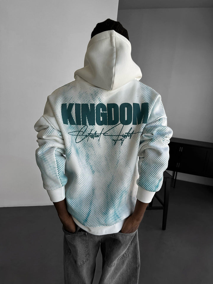Hoodie Oversize Królestwo - Ecru i Turkus