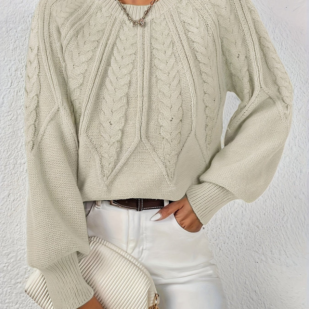 Warkoczowy splot Round-Neck sweter