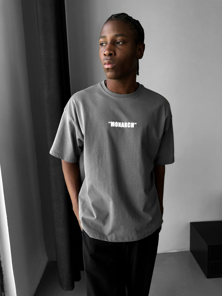 Oversize Monarch T-Shirt - Antracytowy i Biały