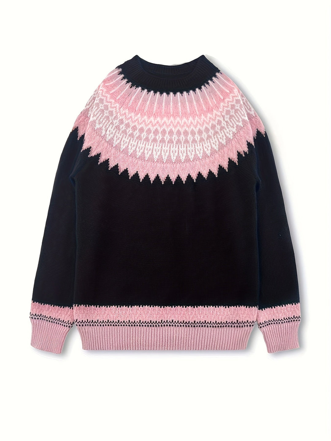 Chunky Jacquard Round szyja sweter