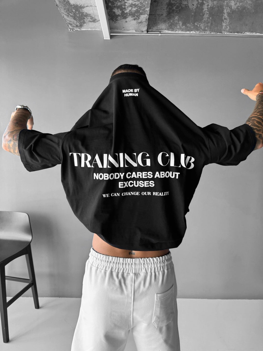 Oversize T-shirt treningowy - Czarny