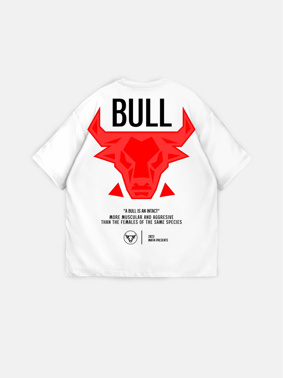 T-shirt Oversize Bull - Biały i Czerwony