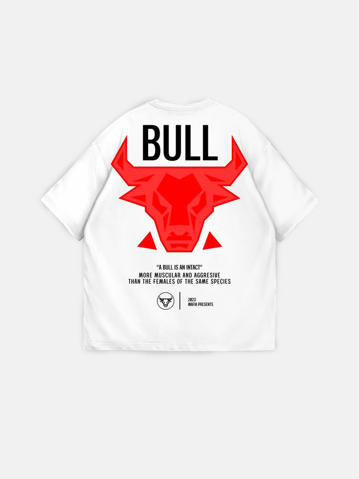 T-shirt Oversize Bull - Biały i Czerwony
