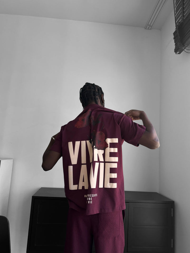 T-shirt Oversize Vivre la Vie - Bordeaux