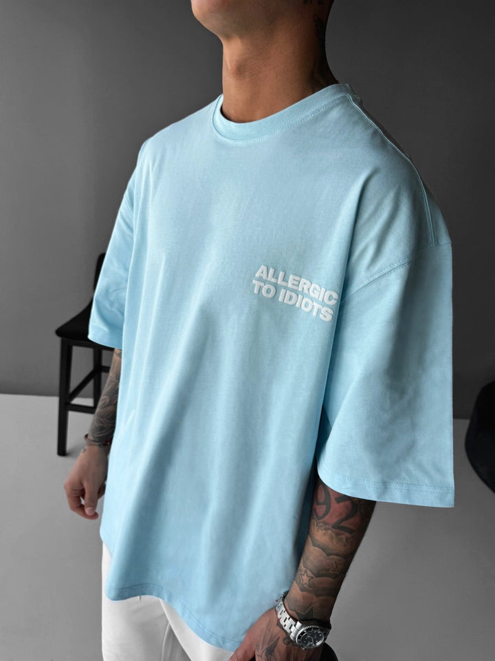 Oversize T-shirt z nadrukiem - Niebieski