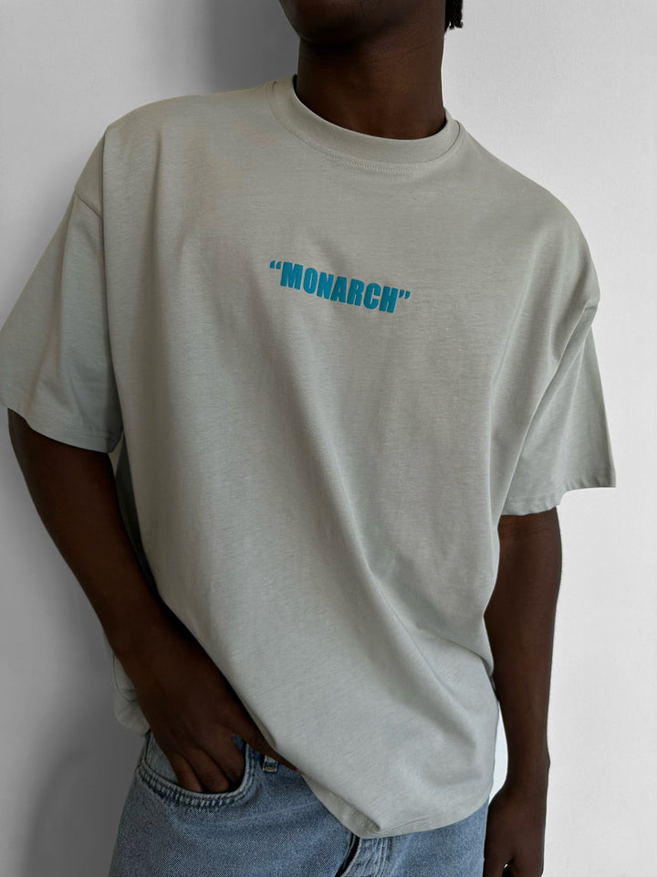 T-Shirt Oversize Monarch - Szary i Niebieski