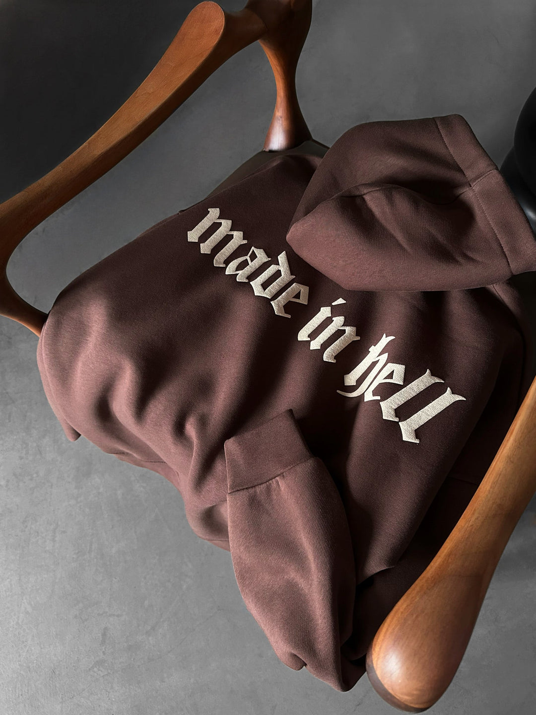 Oversize Made in Hell Hoodie - Brązowy