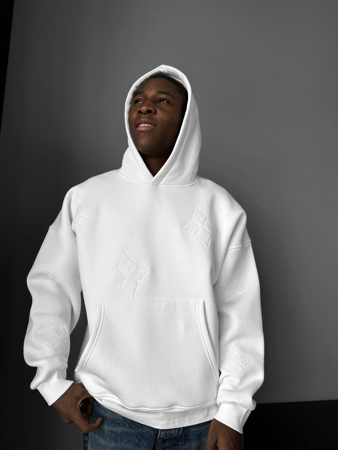 Oversize Szczegółowy Hoodie - Ecru