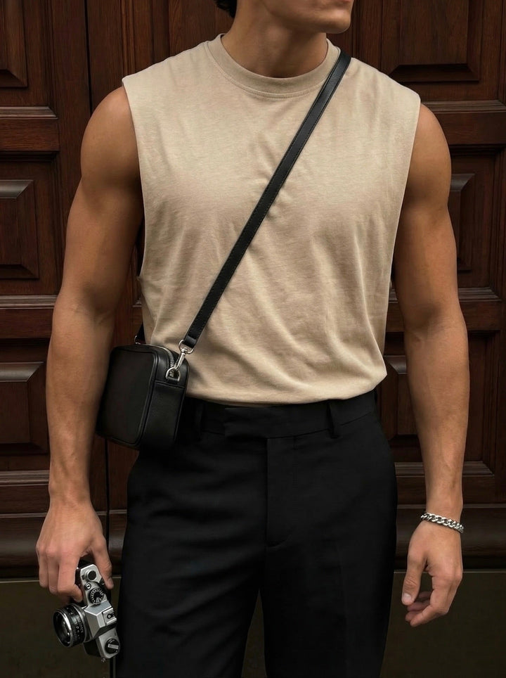 Oversize Basic Tanktop - Beżowy