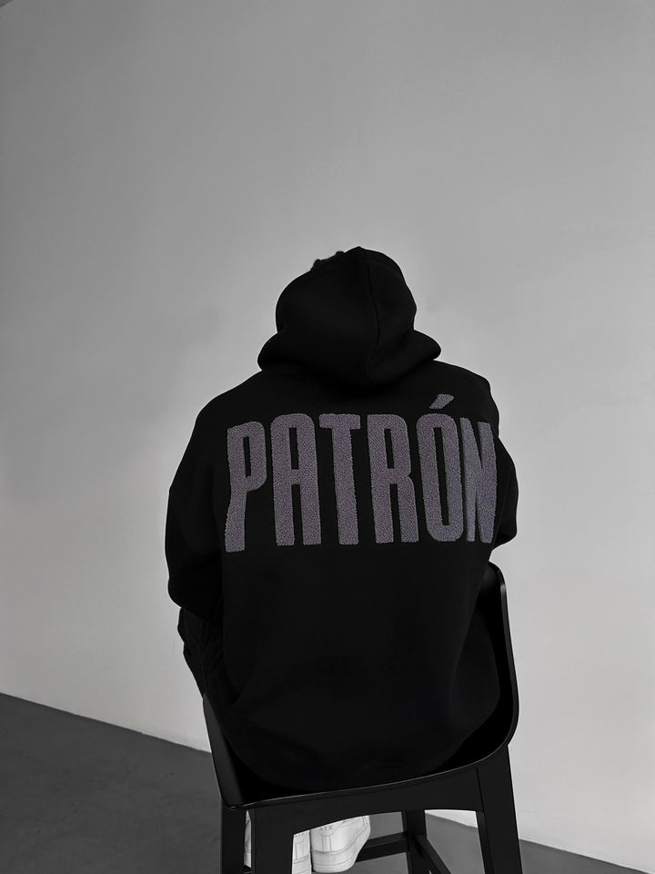 Hoodie Oversize z Detailem Patron - Czarny i Antracytowy