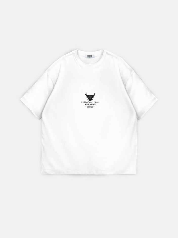 T-shirt Oversize Bull Worldwide - Ecru i Czarny