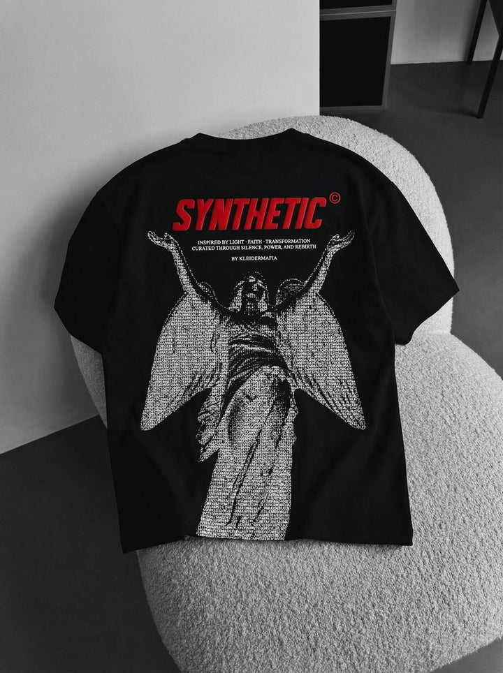 Oversize Synthetic T-shirt - Czarny