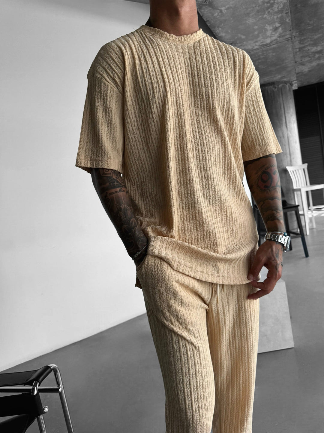 Oversize Structured T-Shirt - Almond Buff
