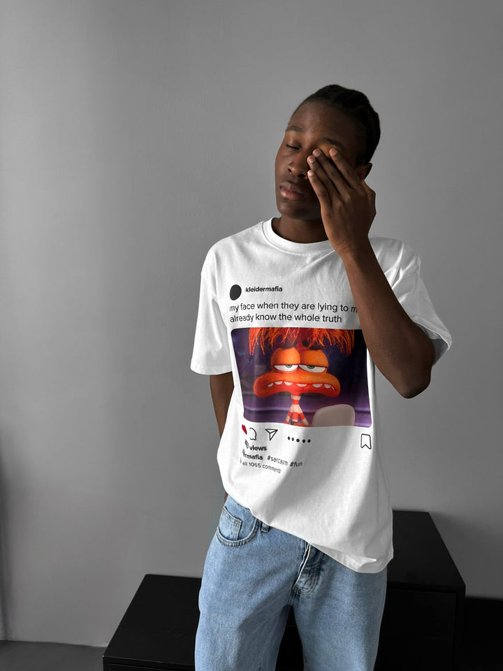T-Shirt Oversize z Sarkazmem - Ecru