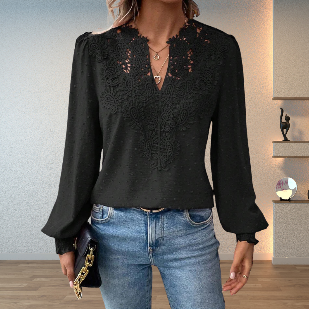 Elegancki Lace-Trim bluzka