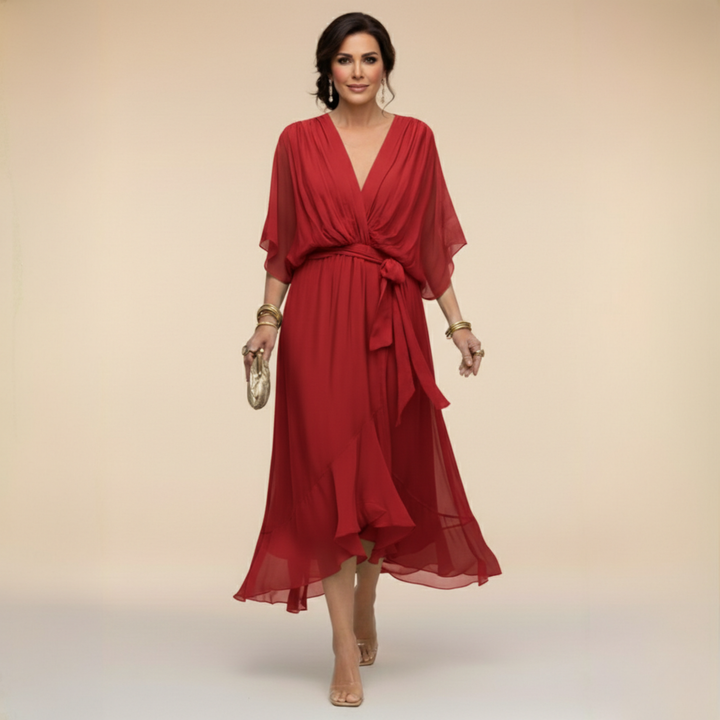 Stylowy Chiffon dekolt V sukienka