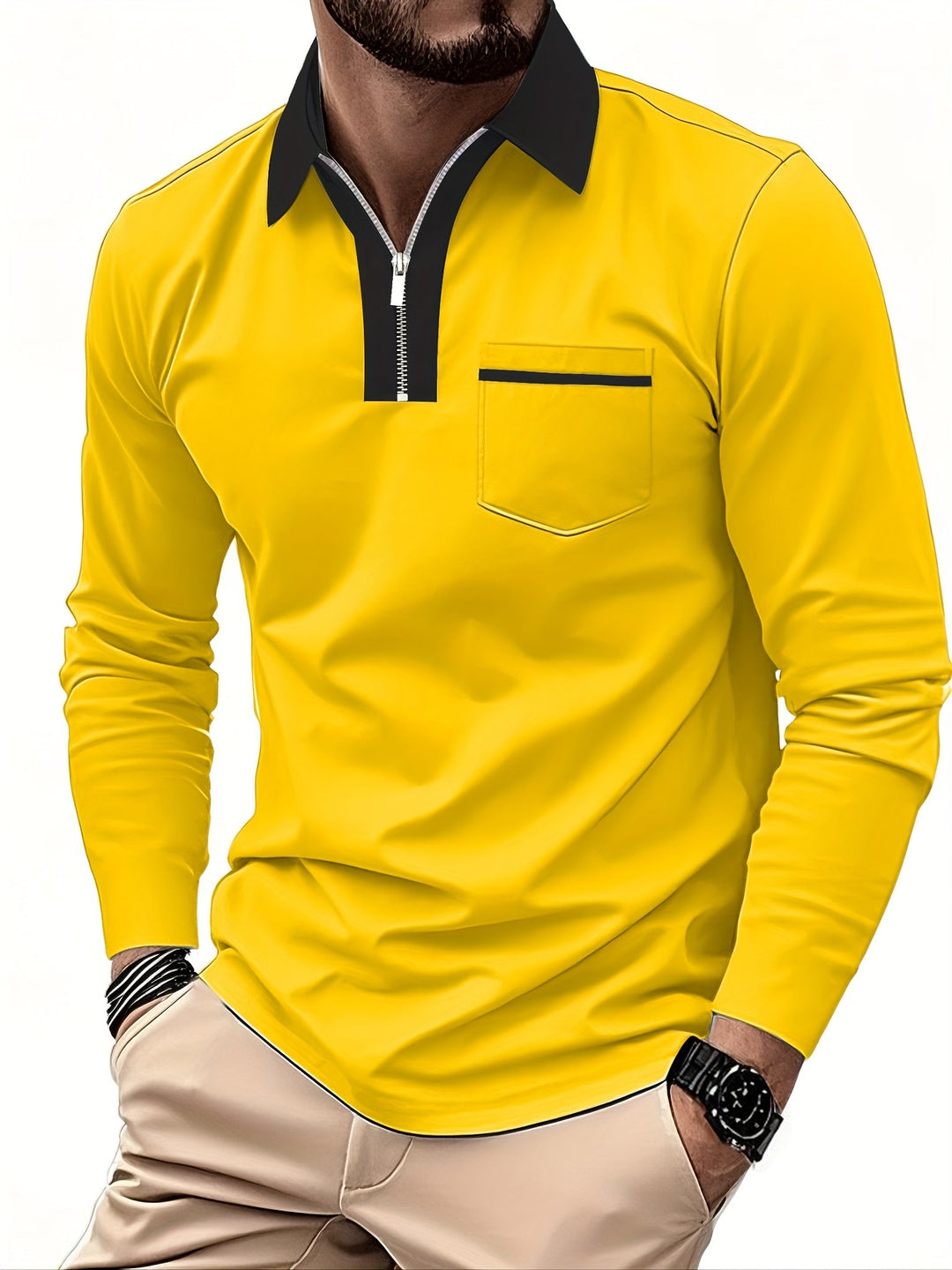 Elegancki zamek-kołnierz koszulka polo