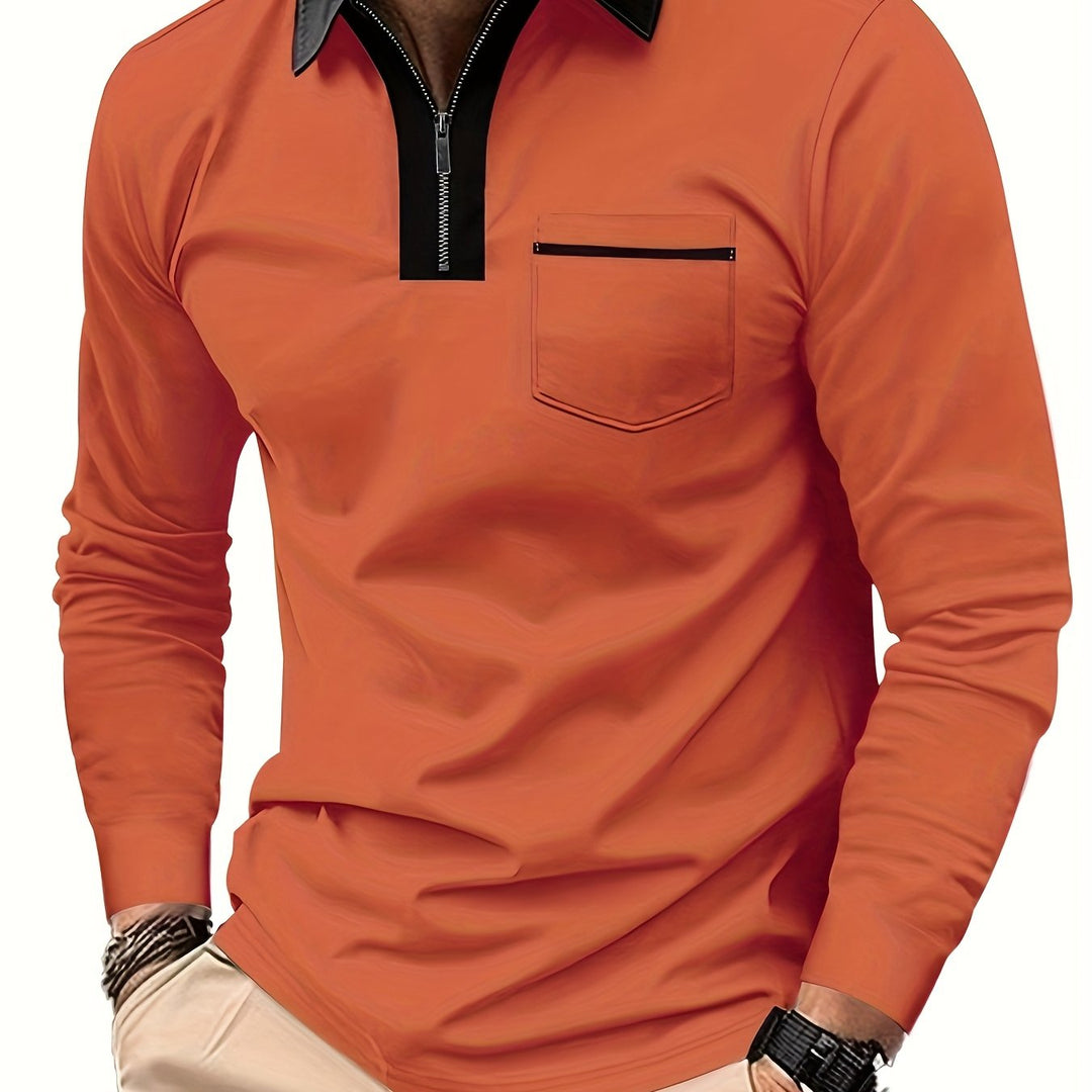 Elegancki zamek-kołnierz koszulka polo