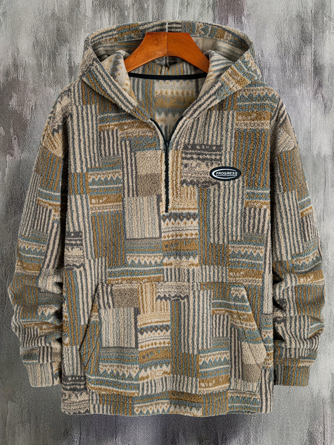 Wzorzysty zamek 1/4 sweter