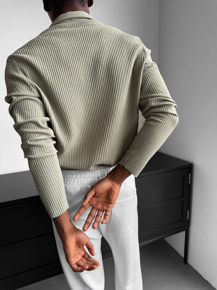 Oversize Ribbed Long Arm Shirt - Zielony