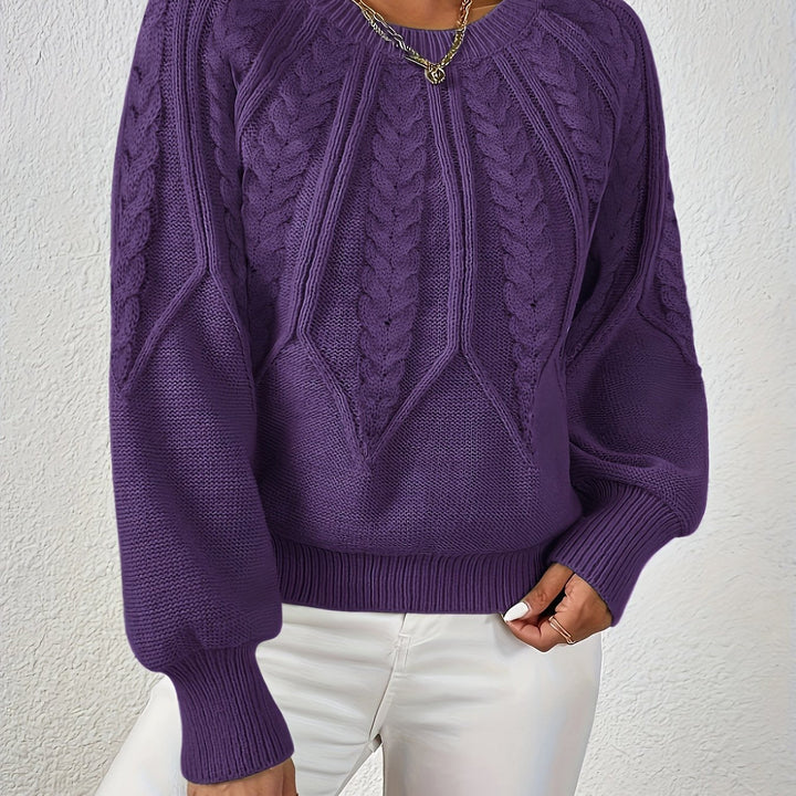 Warkoczowy splot Round-Neck sweter