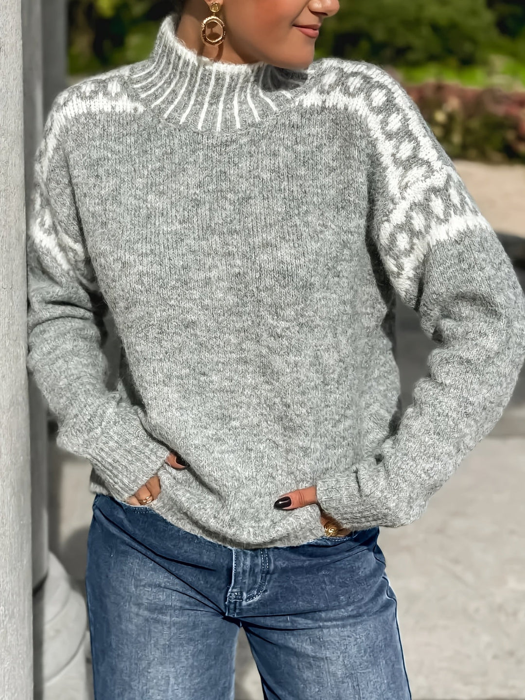 Contrast-Trim półgolf sweter
