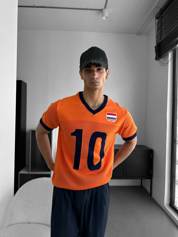 Oversize Holland Knit T-shirt - Pomarańczowy