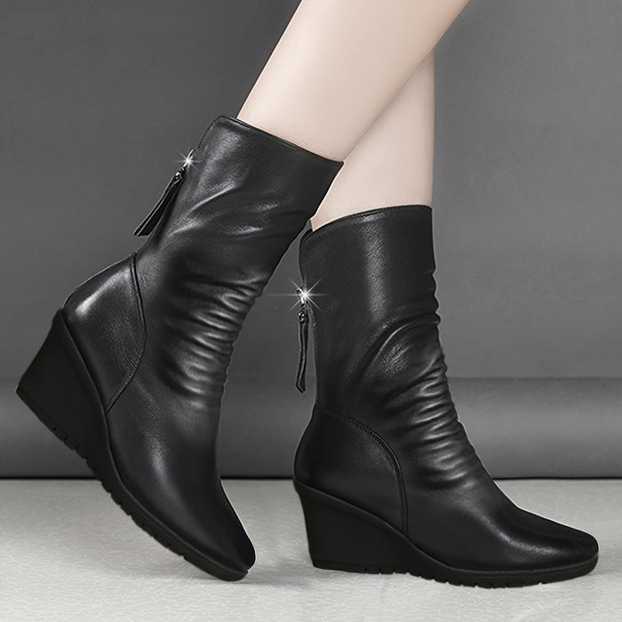 Smukły Wedge buty do połowy łydki