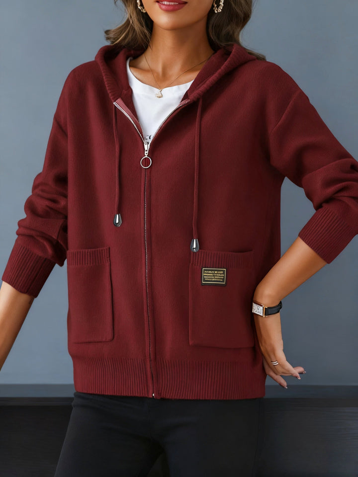 Przytulny Zip-Up z kapturem kardigan