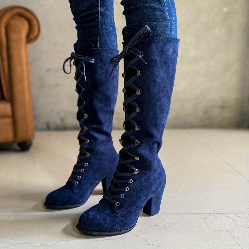 Sznurowane Chunky-Heel Tall buty