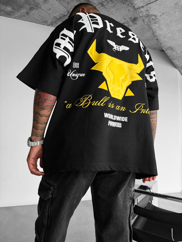 Koszulka Oversize Bull Worldwide - Czarna i Żółta